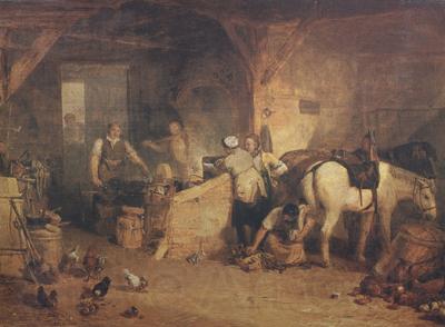 Joseph Mallord William Turner A country blacksmith disputing upon the price of iron,and the price charged to the butcher for shoeing his pony (mk310 France oil painting art